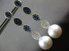 LONG 1.7CT DIAMOND & AAA SAPPHIRE & SOUTH SEA PEARL 18K WHITE GOLD OVAL EARRINGS