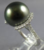LARGE .53CT DIAMOND & AAA TAHITIAN PEARL 18KT WHITE GOLD CIRCULAR SEMI HALO RING