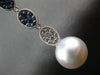 LONG 1.7CT DIAMOND & AAA SAPPHIRE & SOUTH SEA PEARL 18K WHITE GOLD OVAL EARRINGS