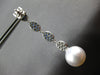 LONG 1.7CT DIAMOND & AAA SAPPHIRE & SOUTH SEA PEARL 18K WHITE GOLD OVAL EARRINGS