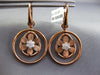 LARGE .46CT DIAMOND 18KT WHITE & ROSE GOLD MATTE & SHINY FLOWER HANGING EARRINGS