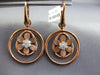 LARGE .46CT DIAMOND 18KT WHITE & ROSE GOLD MATTE & SHINY FLOWER HANGING EARRINGS