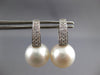 LARGE .40CT DIAMOND & AAA SOUTH SEA PEARL 18K WHITE GOLD HUGGIE HANGING EARRINGS