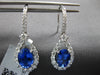 3.99CT DIAMOND & AAA SAPPHIRE 18KT WHITE GOLD 3D OVAL TEAR DROP HANGING EARRINGS