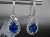 3.99CT DIAMOND & AAA SAPPHIRE 18KT WHITE GOLD 3D OVAL TEAR DROP HANGING EARRINGS