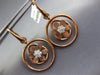 LARGE .46CT DIAMOND 18KT WHITE & ROSE GOLD MATTE & SHINY FLOWER HANGING EARRINGS