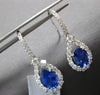 3.99CT DIAMOND & AAA SAPPHIRE 18KT WHITE GOLD 3D OVAL TEAR DROP HANGING EARRINGS