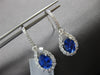 3.99CT DIAMOND & AAA SAPPHIRE 18KT WHITE GOLD 3D OVAL TEAR DROP HANGING EARRINGS