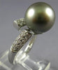 LARGE .42CT DIAMOND & AAA GREY TAHITIAN PEARL 18K WHITE GOLD 3D CRISS CROSS RING