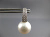 LARGE .40CT DIAMOND & AAA SOUTH SEA PEARL 18K WHITE GOLD HUGGIE HANGING EARRINGS