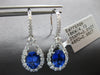 3.99CT DIAMOND & AAA SAPPHIRE 18KT WHITE GOLD 3D OVAL TEAR DROP HANGING EARRINGS