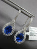 3.99CT DIAMOND & AAA SAPPHIRE 18KT WHITE GOLD 3D OVAL TEAR DROP HANGING EARRINGS