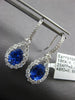 3.99CT DIAMOND & AAA SAPPHIRE 18KT WHITE GOLD 3D OVAL TEAR DROP HANGING EARRINGS