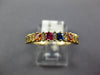 1.57CT DIAMOND & MULTI COLOR SAPPHIRE 14KT YELLOW GOLD PRINCESS & ROUND FUN RING