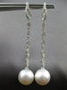 LONG .58CT DIAMOND & AAA SOUTH SEA PEARL 18K WHITE GOLD CLASSIC HANGING EARRINGS
