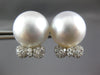 LARGE .36CT DIAMOND & AAA SOUTH SEA PEARL 18KT WHITE GOLD 3D BOW STUD EARRINGS