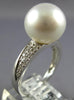 LARGE .14CT DIAMOND & AAA SOUTH SEA PEARL 14KT WHITE GOLD 3D CLASSIC LOVE RING