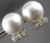 LARGE .36CT DIAMOND & AAA SOUTH SEA PEARL 18KT WHITE GOLD 3D BOW STUD EARRINGS