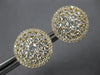 ESTATE LARGE 1.82CT DIAMOND 18K YELLOW GOLD 3D CLUSTER HALO FLOWER STUD EARRINGS