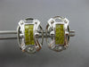 LARGE 1.29CT FANCY YELLOW DIAMOND 14K WHITE GOLD PRINCESS OVAL HANGING EARRINGS