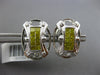 LARGE 1.29CT FANCY YELLOW DIAMOND 14K WHITE GOLD PRINCESS OVAL HANGING EARRINGS