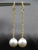 LARGE & LONG .58CT DIAMOND AAA SOUTH SEA PEARL 18KT YELLOW GOLD HANGING EARRINGS
