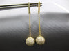 ESTATE .32CT DIAMOND 14KT YELLOW GOLD 3D ROUND CLASSIC BALL HANGING EARRINGS