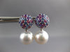LARGE 5CT AAA MULTI GEM & AAA SOUTH SEA PEARL 18K WHITE GOLD 3D HANGING EARRINGS