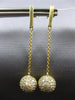 ESTATE .32CT DIAMOND 14KT YELLOW GOLD 3D ROUND CLASSIC BALL HANGING EARRINGS