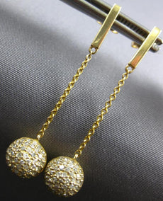 ESTATE .32CT DIAMOND 14KT YELLOW GOLD 3D ROUND CLASSIC BALL HANGING EARRINGS