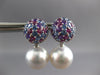 LARGE 5CT AAA MULTI GEM & AAA SOUTH SEA PEARL 18K WHITE GOLD 3D HANGING EARRINGS