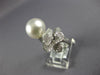 ESTATE LARGE .46CT DIAMOND & AAA SOUTH SEA PEARL 18KT WHITE GOLD FLOWER FUN RING