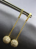 ESTATE .32CT DIAMOND 14KT YELLOW GOLD 3D ROUND CLASSIC BALL HANGING EARRINGS