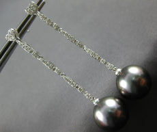 LONG .47CT DIAMOND & AAA TAHITIAN PEARL 18K WHITE GOLD 3D HEART HANGING EARRINGS