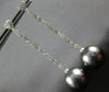 LONG .47CT DIAMOND & AAA TAHITIAN PEARL 18K WHITE GOLD 3D HEART HANGING EARRINGS
