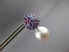 LARGE 5CT AAA MULTI GEM & AAA SOUTH SEA PEARL 18K WHITE GOLD 3D HANGING EARRINGS