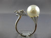 ESTATE LARGE .46CT DIAMOND & AAA SOUTH SEA PEARL 18KT WHITE GOLD FLOWER FUN RING