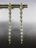 ESTATE 1.37CT DIAMOND 18K WHITE GOLD ROUND FLEXIBLE BAR JOURNEY HANGING EARRINGS