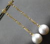 LONG .42CT DIAMOND & AAA SOUTH SEA PEARL 18K YELLOW GOLD FLOWER HANGING EARRINGS