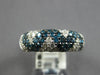 ESTATE WIDE 2.26CT WHITE & BLUE DIAMOND 14KT WHITE GOLD 3D ZIG ZAG FUN LOVE RING