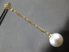 LONG .42CT DIAMOND & AAA SOUTH SEA PEARL 18K YELLOW GOLD FLOWER HANGING EARRINGS