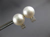 LARGE .30CT DIAMOND & AAA SOUTH SEA PEARL 18K WHITE GOLD 3D FLOWER STUD EARRINGS