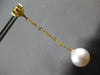 LONG .42CT DIAMOND & AAA SOUTH SEA PEARL 18K YELLOW GOLD FLOWER HANGING EARRINGS