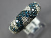 ESTATE WIDE 2.26CT WHITE & BLUE DIAMOND 14KT WHITE GOLD 3D ZIG ZAG FUN LOVE RING