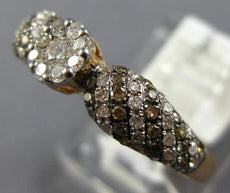 .51CT WHITE & CHOCOLATE FANCY DIAMOND 14KT YELLOW GOLD CLUSTER FLOWER FUN RING