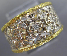 ESTATE .10CT DIAMOND 18KT 2 TONE GOLD MULTI ROW FILIGREE ANNIVERSARY RING #26705