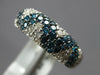 ESTATE WIDE 2.26CT WHITE & BLUE DIAMOND 14KT WHITE GOLD 3D ZIG ZAG FUN LOVE RING