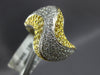 LARGE 2.19CT WHITE & FANCY YELLOW DIAMOND 18KT 2 TONE GOLD MULTI WAVE FUN RING