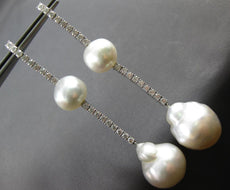 1.70CT DIAMOND & AAA SOUTH SEA PEARL 18K WHITE GOLD BY THE YARD HANGING EARRINGS