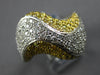 LARGE 2.19CT WHITE & FANCY YELLOW DIAMOND 18KT 2 TONE GOLD MULTI WAVE FUN RING